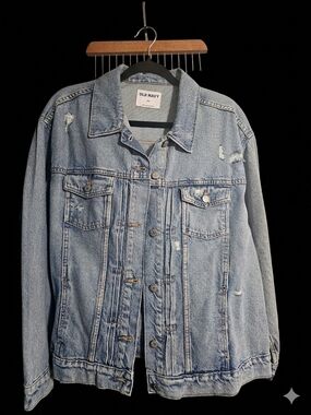 Old Navy Light Blue Denim Jacket with Distressed Details